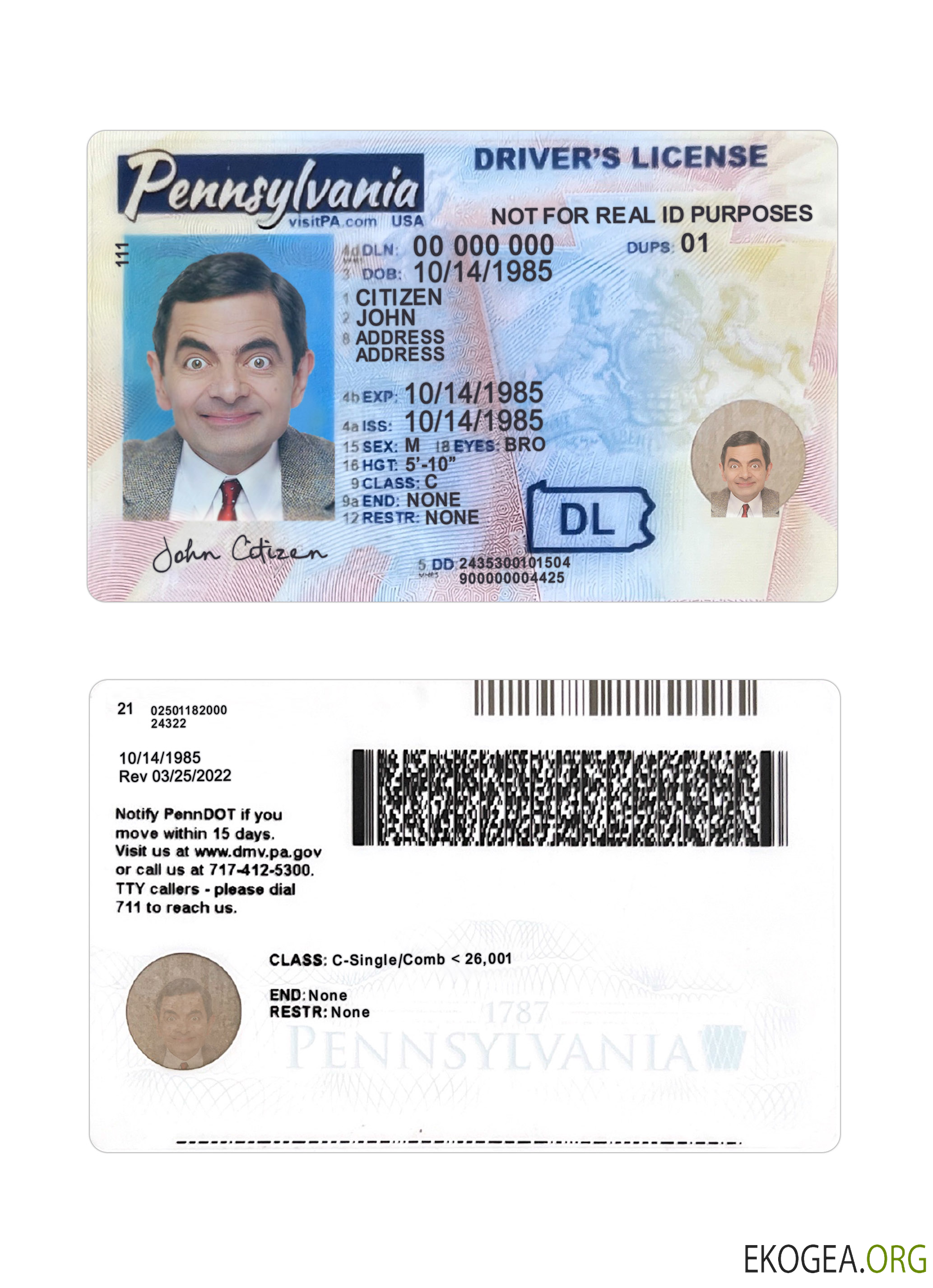 USA Pennsylvania driving license 2024 present
